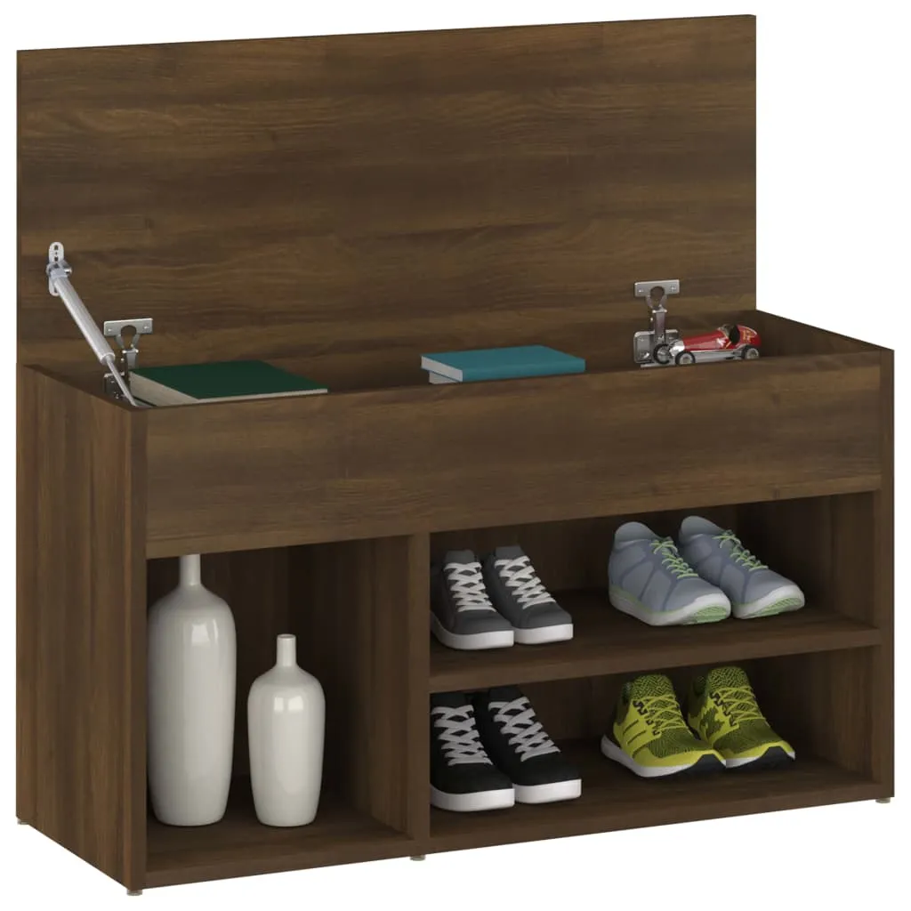 vidaXL Shoe Bench Brown Oak 80x30x45 cm Engineered Wood