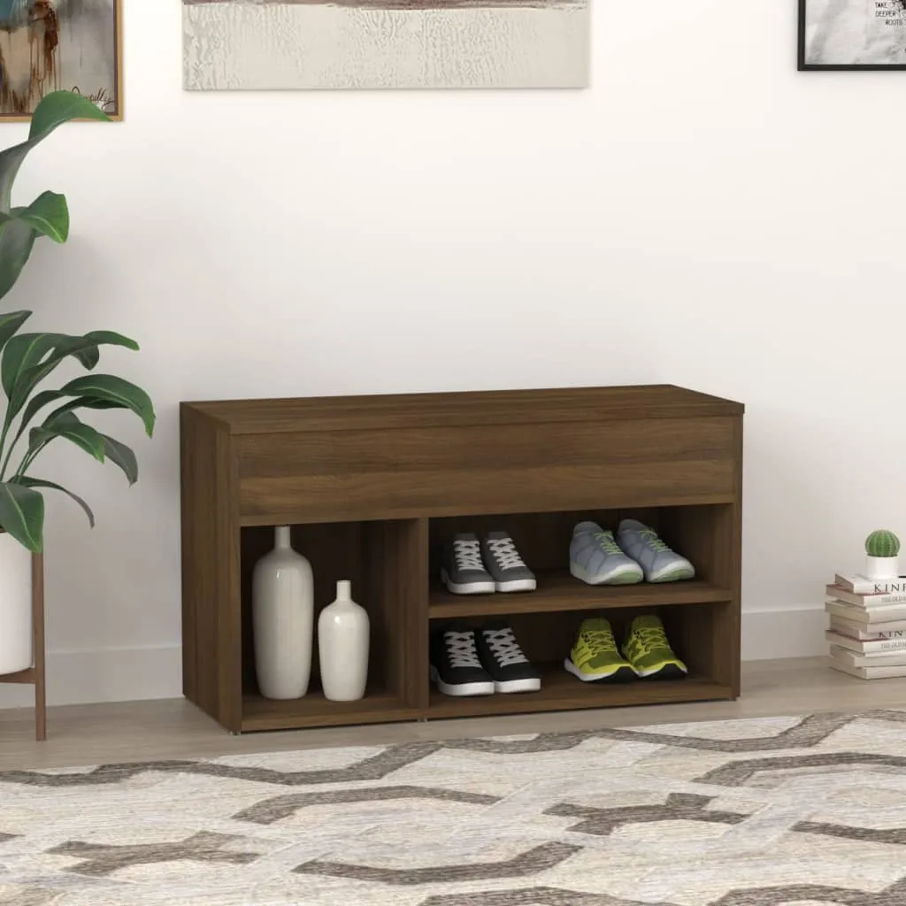 vidaXL Shoe Bench Brown Oak 80x30x45 cm Engineered Wood