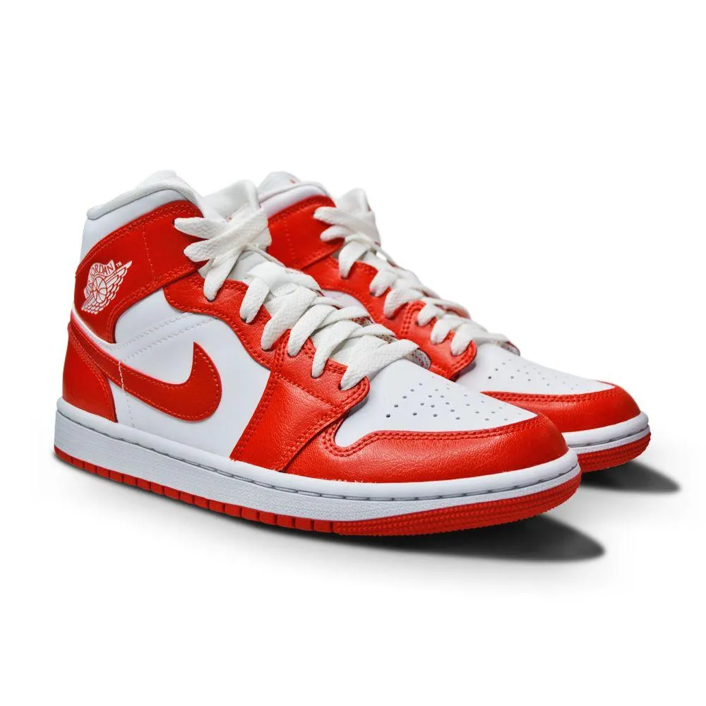 Womens Nike Air Jordan 1 Mid   BQ6472 116 White Habanero Red White
